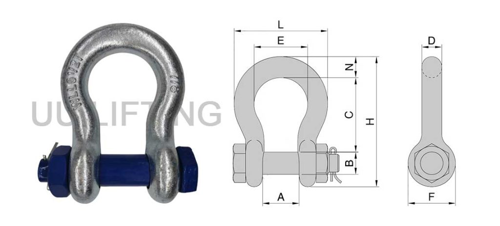 US Bolt Type Anchor G2130 Shackles Sizes