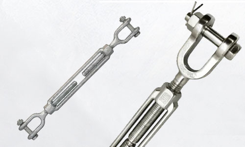 Close-up of a turnbuckle with WLL marking