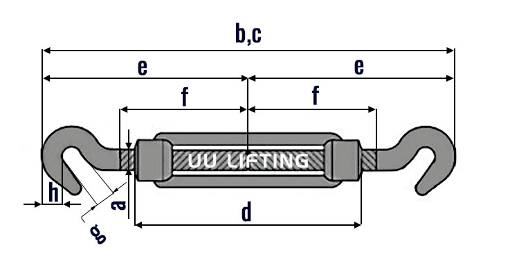 DIN 1480 Hook And Hook Turnbuckle Sizes