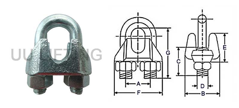 US Type Galv Malleable Wire Rope Clips