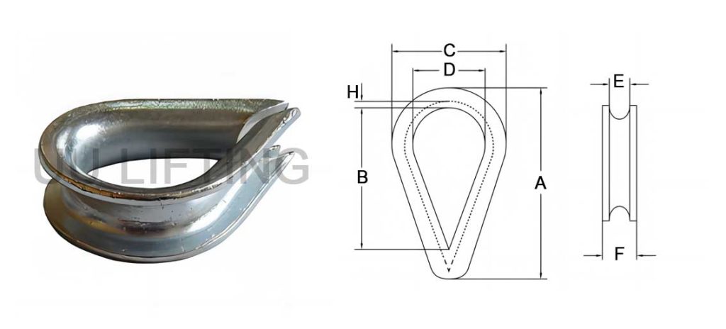 DIN6899A Wire Rope Thimble Sizes