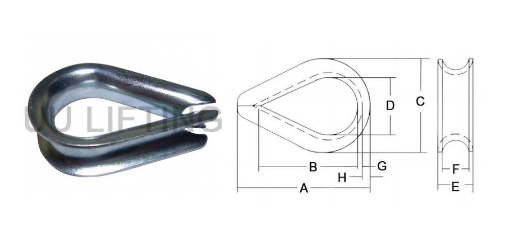 US Type Wire Rope Thimbles G-411 Sizes