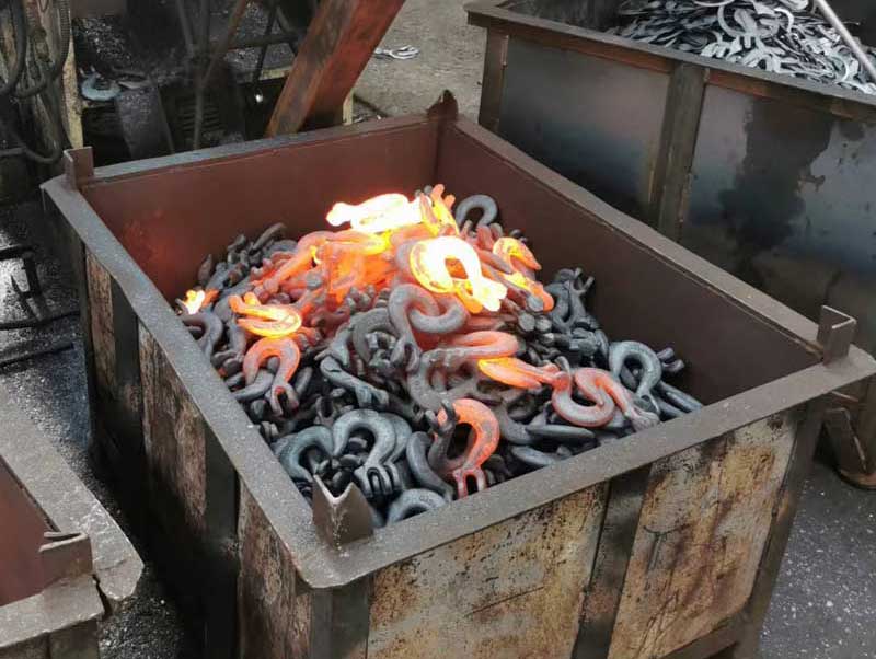 Close-up of the forged steel material of a sling hook
