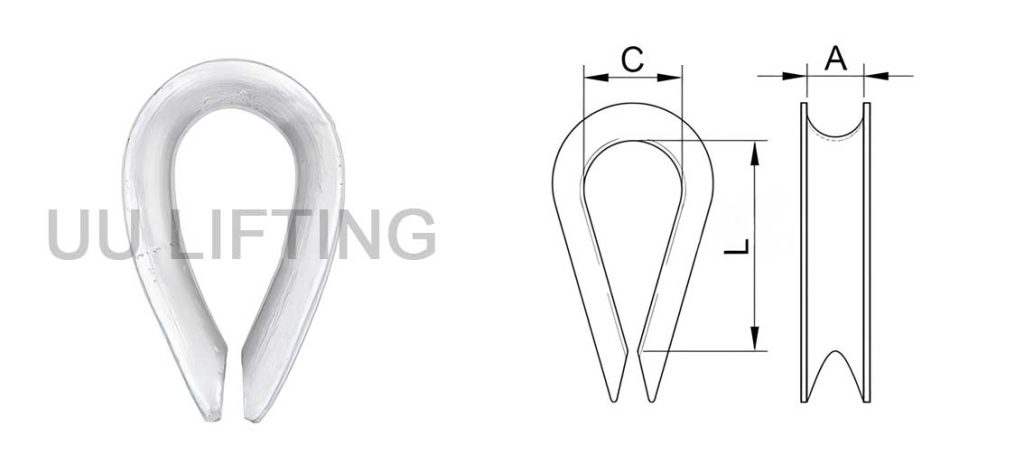 DIN 3090 Wire Rope Thimble Sizes