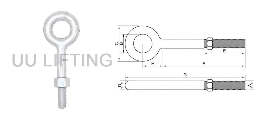 G291 US Type Nut Eye Bolt Sizes