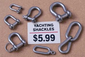 A price tag next to a variety of yachting shackles