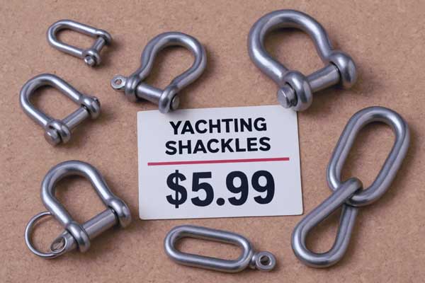 A price tag next to a variety of yachting shackles