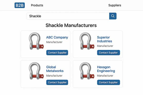 Searching for shackle manufacturers on a B2B platform