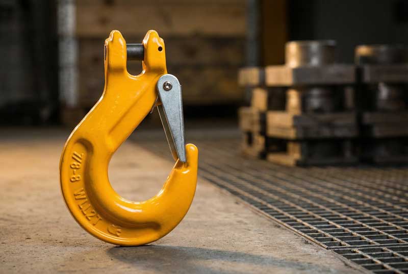 A close-up of a high-quality hoist hook