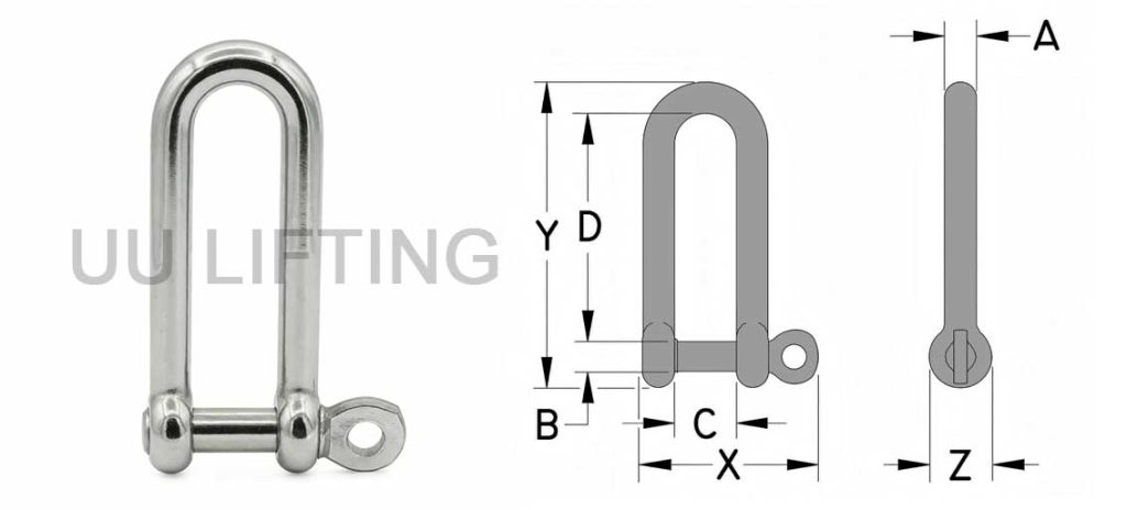 Stainless Steel Long D Shackle with Captive Pin