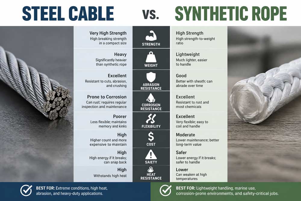 Steel Cable vs Synthetic Rope