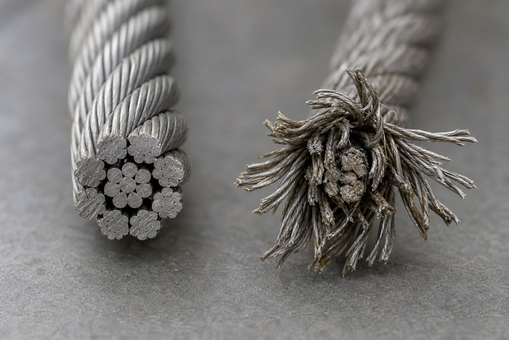 clean cut vs frayed cut steel wire rope